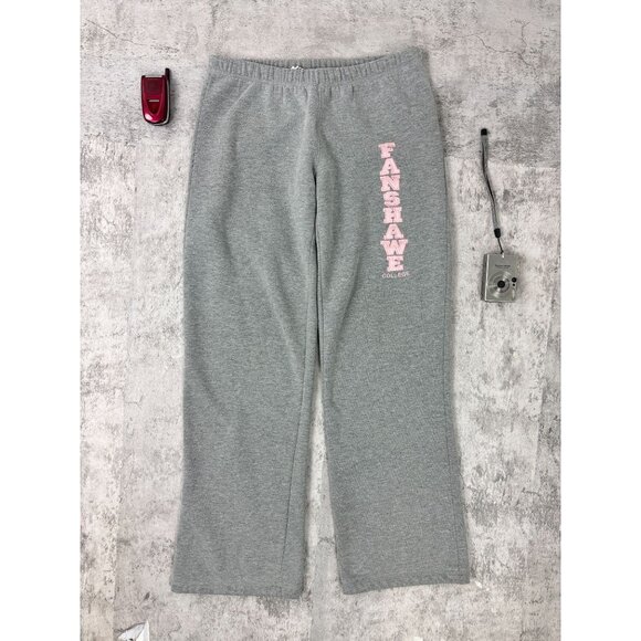 Vintage Fanshawe College Pink & Grey Straight Leg Sweatpants - Picture 1 of 2